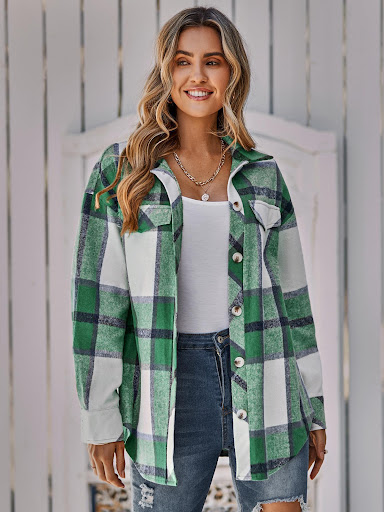 Title 5, Womens single-breasted casual plaid coat, perf...