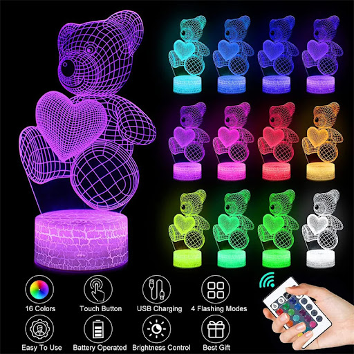 Title 3, 3D Lamp Acrylic USB LED Night Lights Neon Sign ...