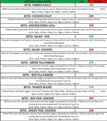 Keto Kafe menu 