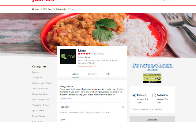 Food Hygiene Ratings for JustEat