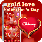 3d Love theme Golden Valentine  Icon