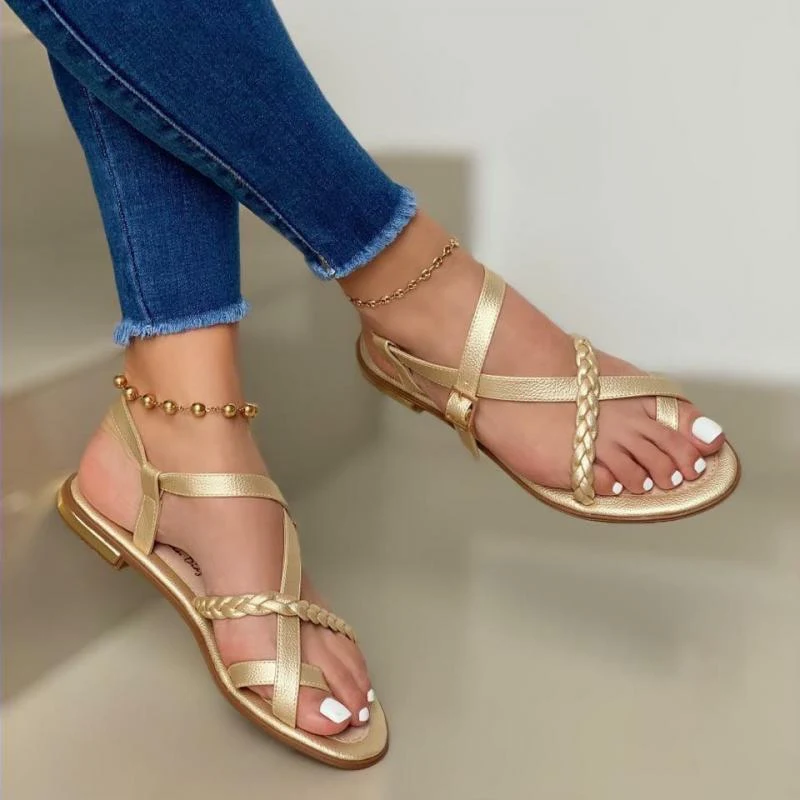 Vrouwen Platte Sandalen met Vierkante Teen 40-43, Gesp en Open Design. Comfortabel en Zomers. Ideaal voor Casual Gelegenheden en Wandelingen.