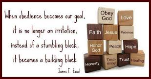 Image result for “When obedience becomes our goal, it is no longer an irritation; instead of a stumbling block, it becomes a building block”