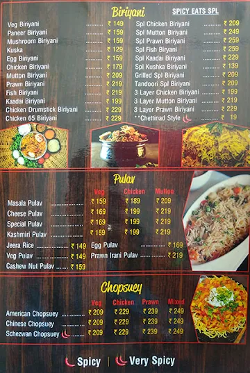 Spicy Eats menu 