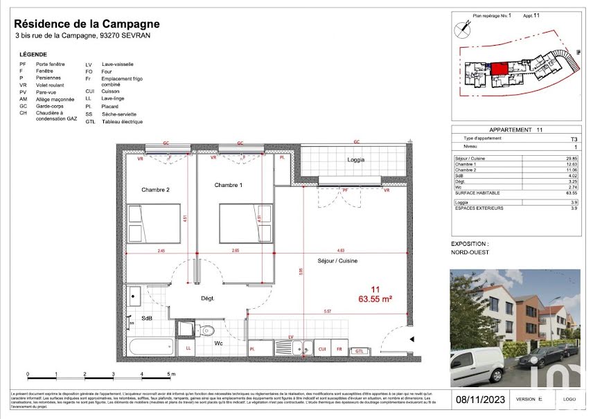 Vente appartement 3 pièces 64 m² à Sevran (93270), 312 000 €