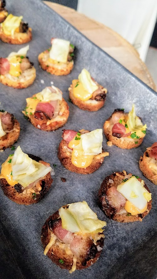 At the California Artisan Cheese Festival 2018 Best Bite Competition, The Girl and the Fig offered Fiscalini Rye Brioche with Pork Belly Pastrami, Aioli and Pickled Cabbage