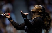 Serena Williams of the US celebrates hitting an ace against Anett Kontaveit of Estonia in the second round of the US Open at the Billie Jean King National Tennis Centre.