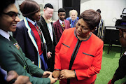 January 04, 2017. BRIGHT SPARKS: Minister of Basic Education Angie Motshekga meeting the top achievers from the matric class of 2016. Motshekga hosted a celebratory brea k fa st
for them. Pic:  Thulani   Mbele . © The Times.