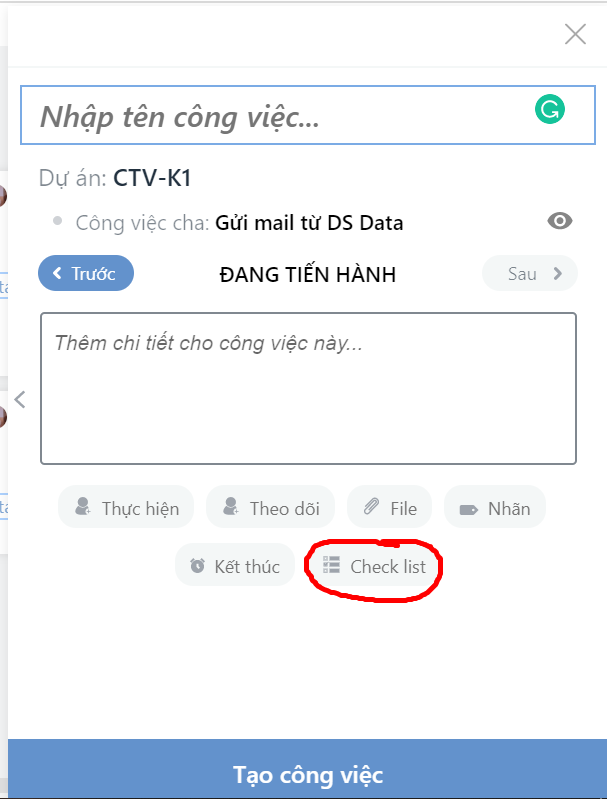 Tính năng checklist
