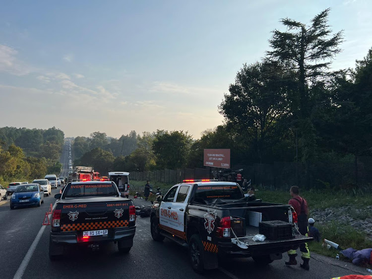 Emer-G-Med paramedics at the scene of the M71 collision.