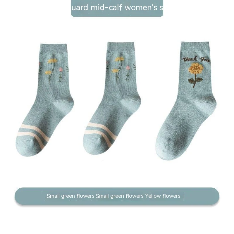 Calcetines hasta media pantorrilla de algodón puro para mujer, versátiles, absorbentes del sudor y desodorantes