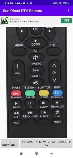 Screenshot Remote Control For Sun Direct