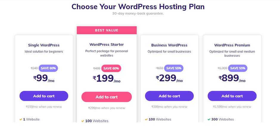 WordPress web hosting service provider by Hostinger