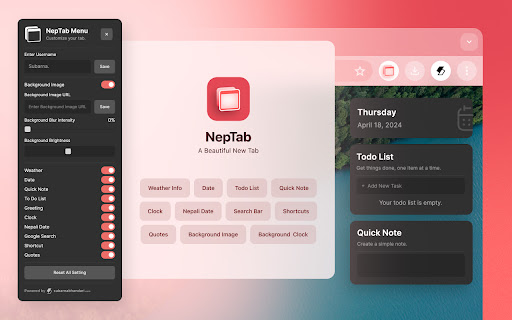 NepTab - A Beautiful New Tab