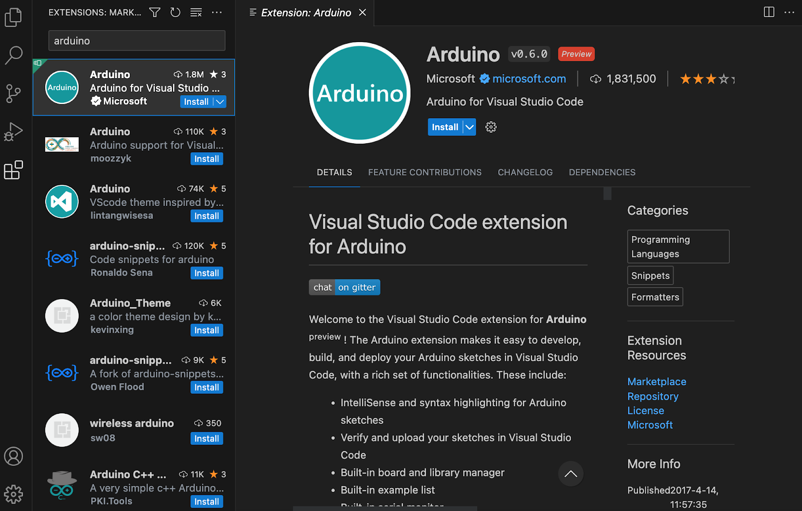 The Arduino extension by Microsoft