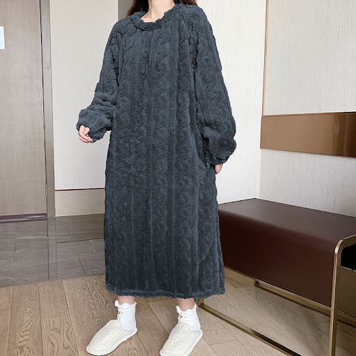 Title 4, Womens Long Thick Plush Plus Size Nightdress