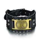 Antique Bronze Black Leather