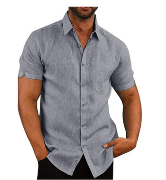 Title 5, Solid color button linen shirt for men, offerin...
