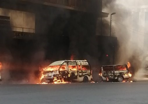 Some of the taxis torched in the Johannesburg CBD on October 16 2021.