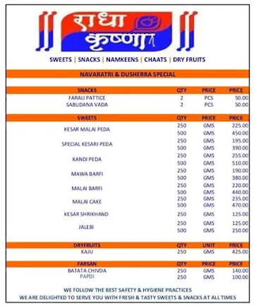 Radha Krishna Sweets menu 