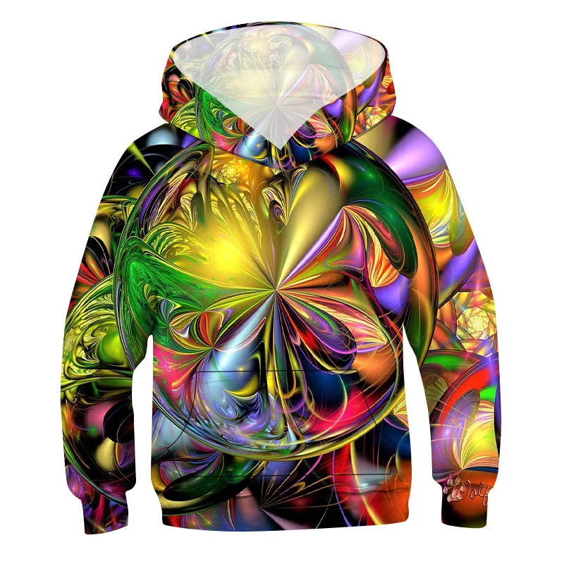 Sweat à capuche enfant avec impression numérique 3D Vision, motifs éclatants, doux et confortable, parfait pour jouer et s'amuser.