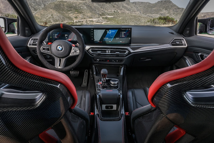 The new M3 CS can accommodate a nuclear family and their luggage, while the cabin has a luxury-sport vibe. Picture: SUPPLIED