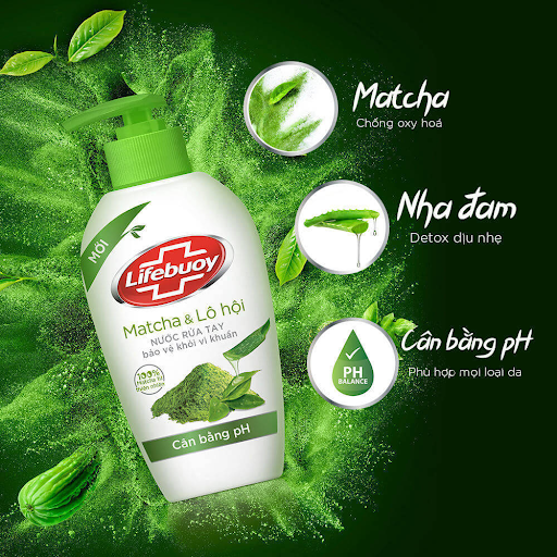 Nước rửa tay cân bằng Lifebuoy Matcha & Nha đam 450g