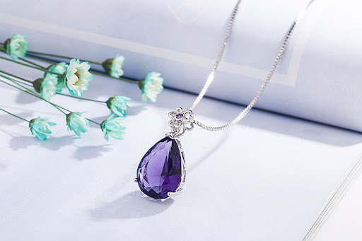 Title 3, Womens Drop-shaped Amethyst Necklace Jewelry G...