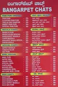 Bangarpet Chats menu 1