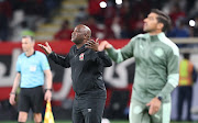 Al Ahly coach Pitso Mosimane reacts during the Fifa Club World Cup semifinal against Palmeiras at Al Nahyan Stadium in Abu Dhabi, United Arab Emirates on February 8 2022.