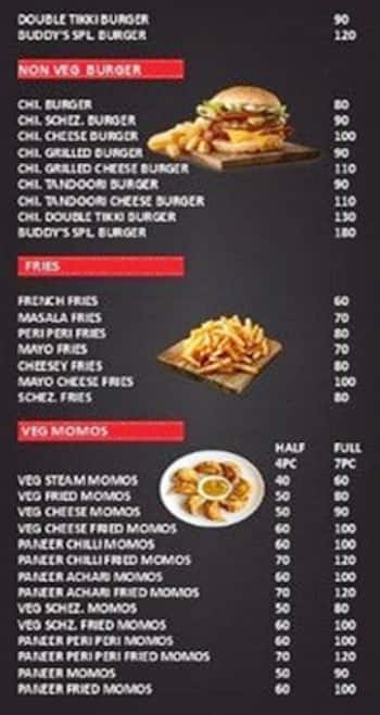 Buddy's Food Burger Hub menu 