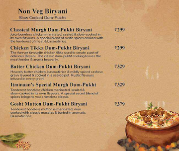 Itminaan Matka Biryani - Slow Cooked menu 