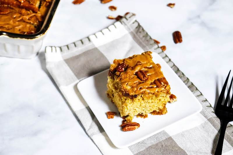 A Piece Of Easy Cinnamon Brown Sugar Coffee Cake.