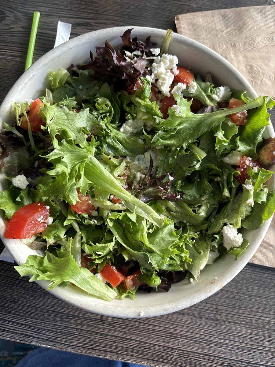 Yummy! GF salad with shrimp!