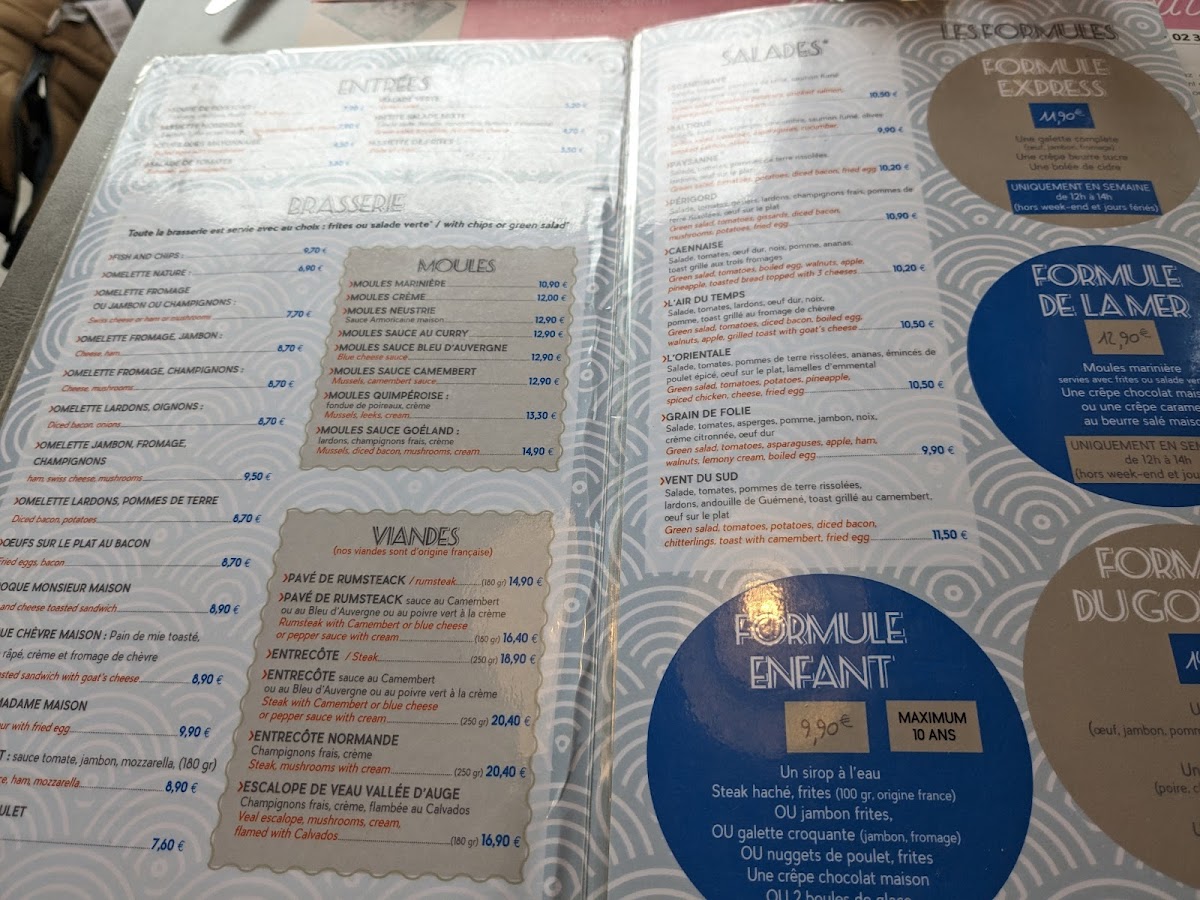 Le Goeland gluten-free menu