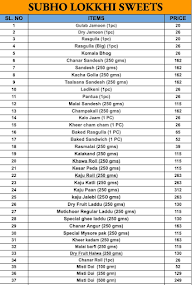 Subho Lokkhi Sweets menu 1