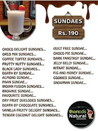 Thanco's Natural Ice Cream menu 2