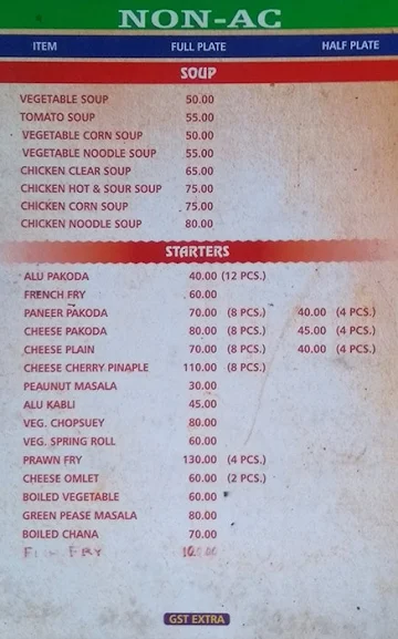 Tripty's Bar & Restaurant menu 