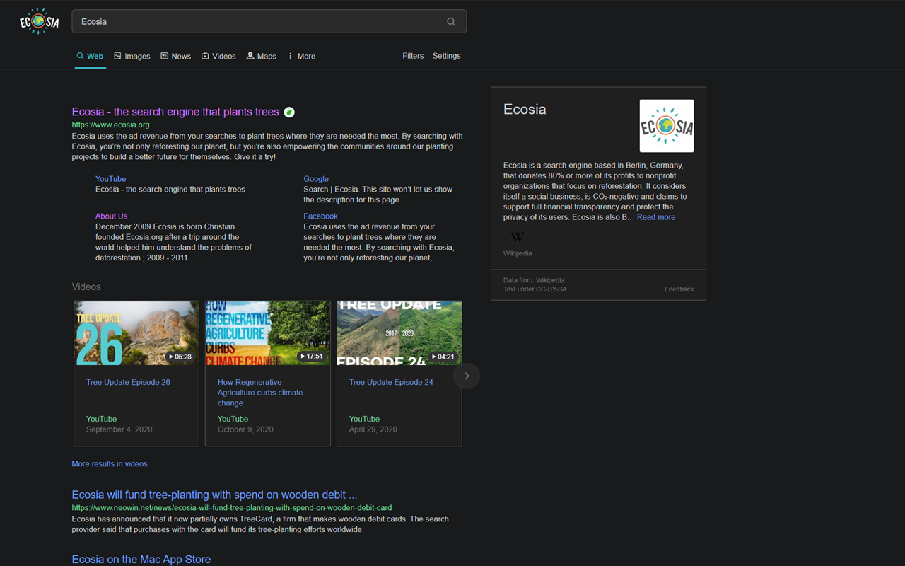 Ecosia Dark Mode Preview image 5