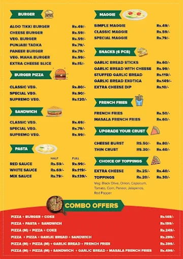 Taste & Hub menu 