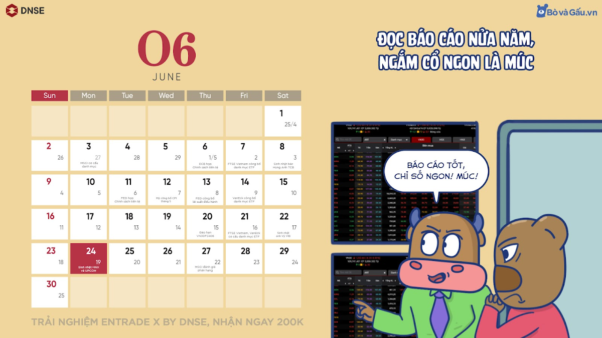 Lịch sự kiện Chứng khoán Tháng 6/2024