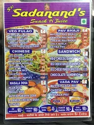 Sadanand's Snacks And Juice menu 3