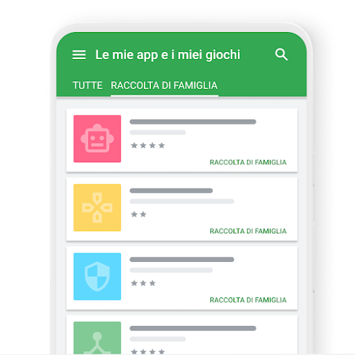 Acquisti condivisi nella Raccolta di famiglia su Google Play