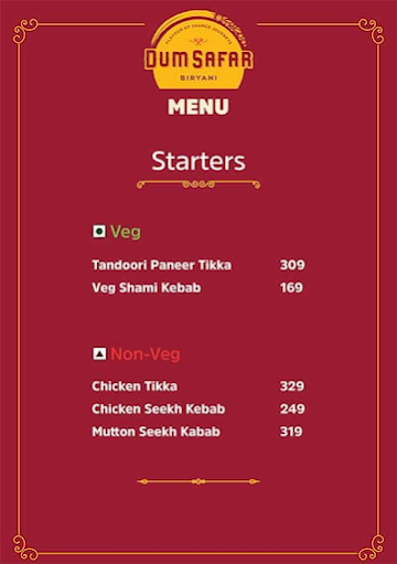 Dum Safar Biryani menu 