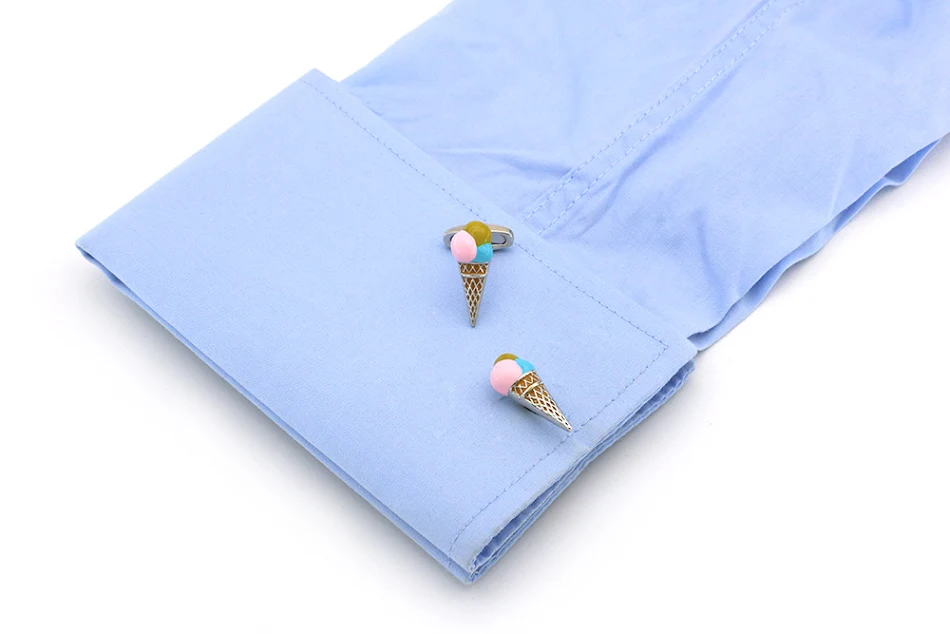 Heren manchetknopen met Franse sluiting, ijsje. Een stijlvol en speels accessoire voor speciale gelegenheden. Voeg een vleugje plezier toe aan je outfit.