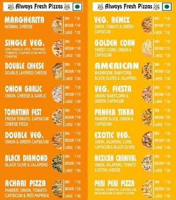Pizza Hub menu 