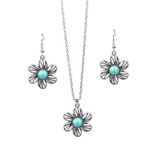 Title 3, Womens Vintage Flower Earrings Necklace Elegan...
