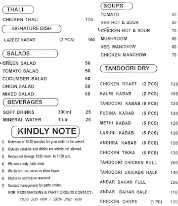 Lazeez Restaurant menu 