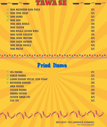 Garam Dharam menu 