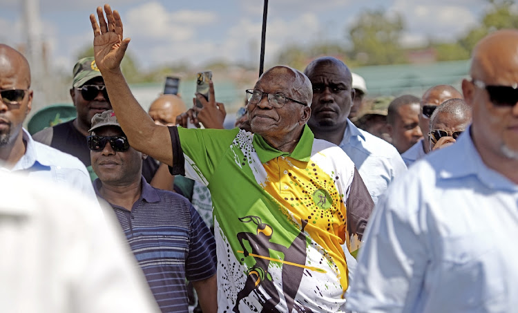 Former president Jacob Zuma arrives at Alexandra Stadium to address MK supporters on February 7 in Johannesburg. File photo.